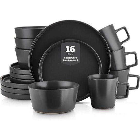 Stone Lain Celina 16-Piece Dinnerware Set Black Matte