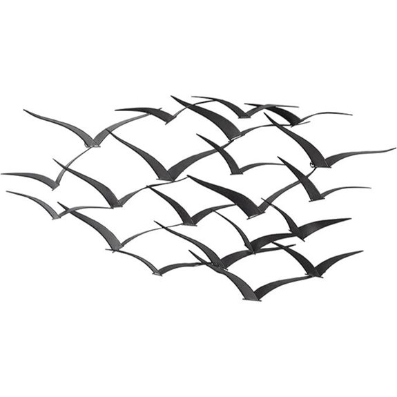 Deco 79 Metal Bird Wall Decor Black 47x4x26