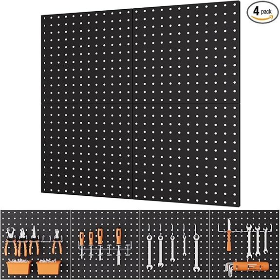 INCLY 4-Pack 12x12 Black Metal Pegboard Panels