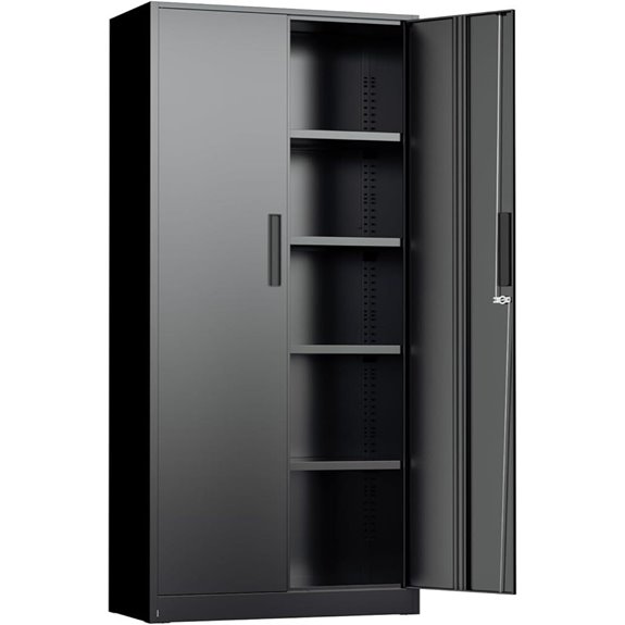 INTERGREAT Black Metal Storage Cabinet with Shelves