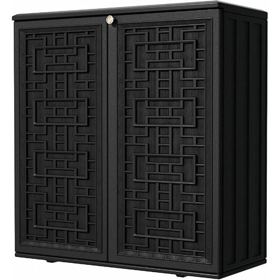 Outdoor Waterproof Storage Cabinet with Shelf Black