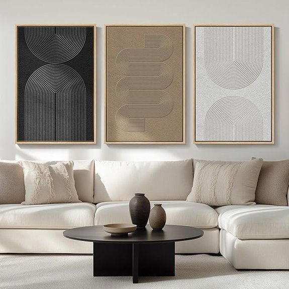 Large Black and White Abstract Wall Art Set