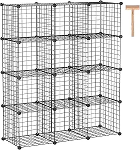 C&AHOME Wire Cube Storage Organizer (12-Cube Black)