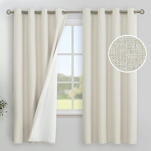 YoungsTex Linen Blackout Curtains 63 Inches 2 Panels