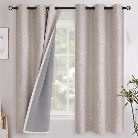 YoungsTex Linen Blackout Curtains 2 Panels 42 x 63 Inch