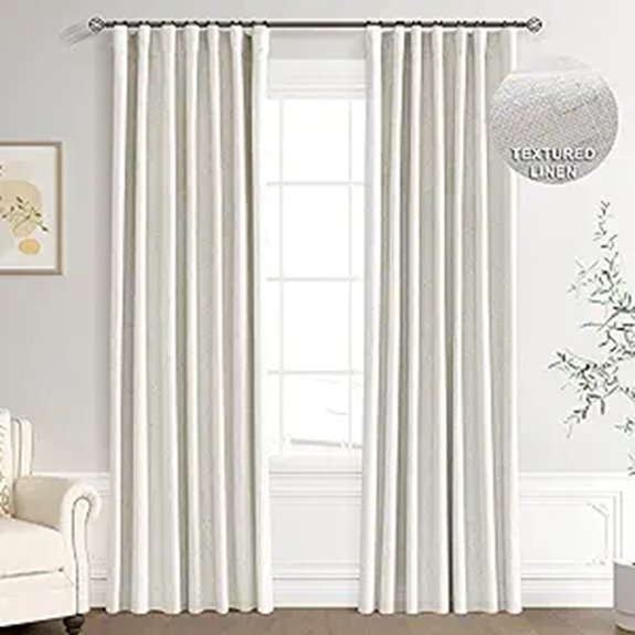 Joywell Cream Linen Blackout Curtains 84-Inch 2 Panels