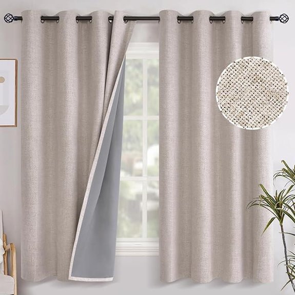 YoungsTex Linen Blackout Curtains 2 Panels 52x63 Inches
