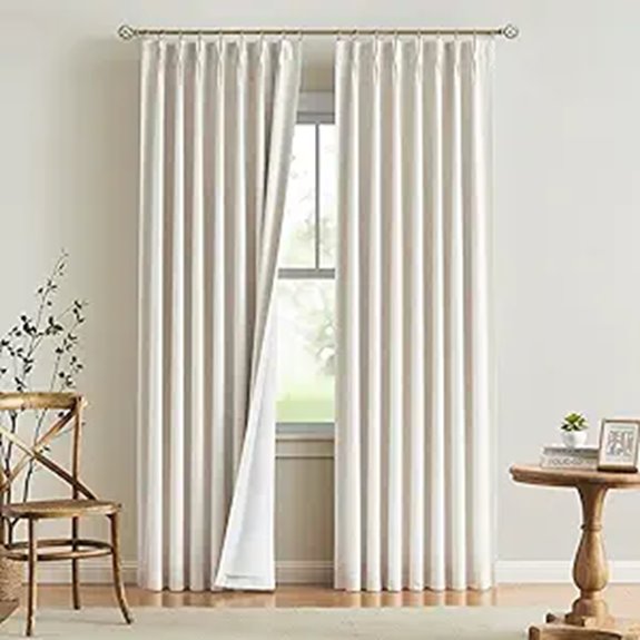 Blackout Linen Blend Curtains 84 inches 2 Panels