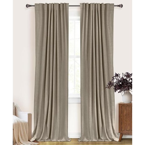 Blackout Linen Curtains 84 Inches 2 Panels