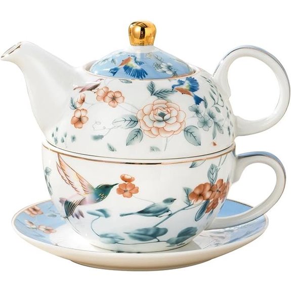 Jusalpha Blue Floral Porcelain Tea Set