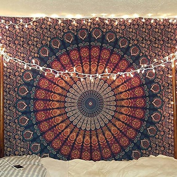 Raajsee Blue Orange Mandala Wall Tapestry Queen Size