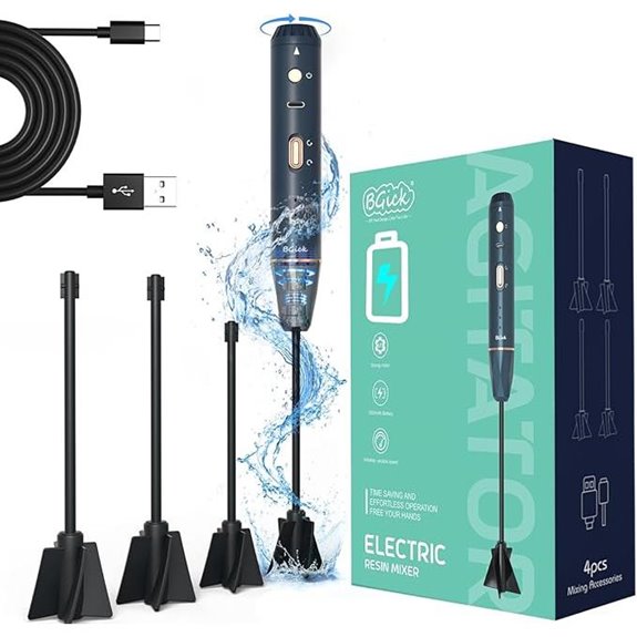 Upgraded Rechargeable Resin Mixer with 4 Paddles (Blue)