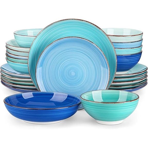 Vancasso Bonita 24-Piece Blue Stoneware Dinner Set