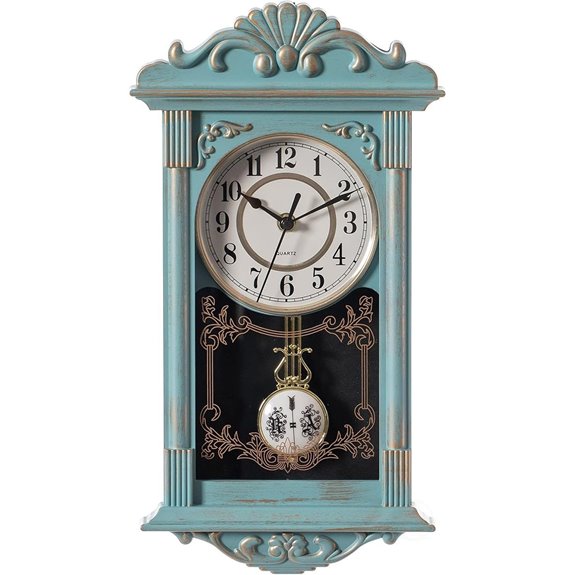 Clockswise Vintage Wall Clock with Pendulum (Blue)