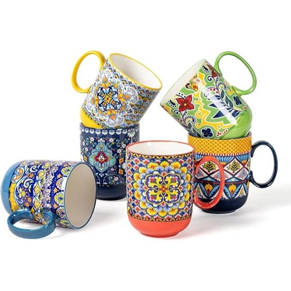 HENXFEN LEAD Boho Ceramic Coffee Mug Set (6)