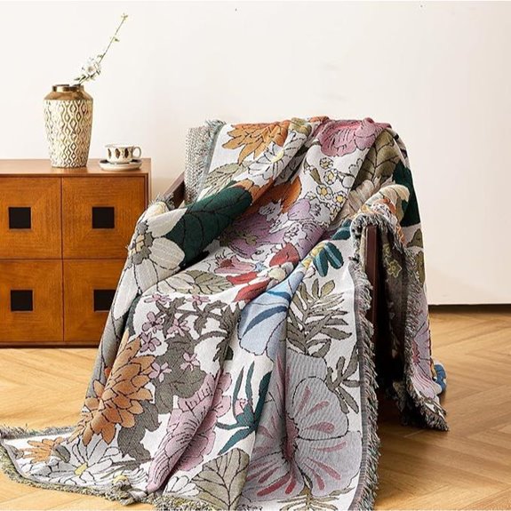 Boho Handwoven Cotton Throw Blanket for Couch