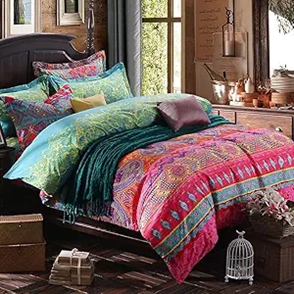 Boho King Duvet Cover Set with Zipper Closure
