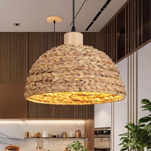 12 Boho Rattan Pendant Light for Kitchen and Living