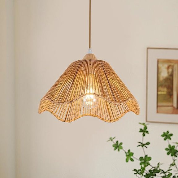 Boho Rattan Pendant Light Fixture for Home