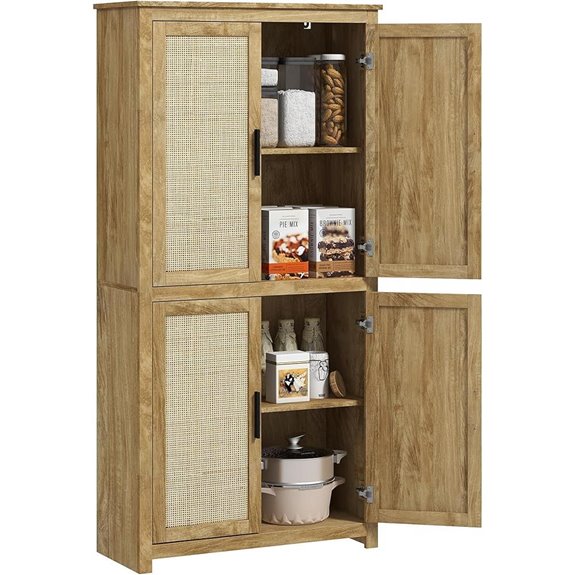 HOMCOM 64 Boho Kitchen Pantry Cabinet with Shelves
