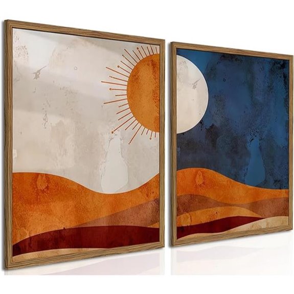 Boho Sun & Moon Canvas Wall Art Set