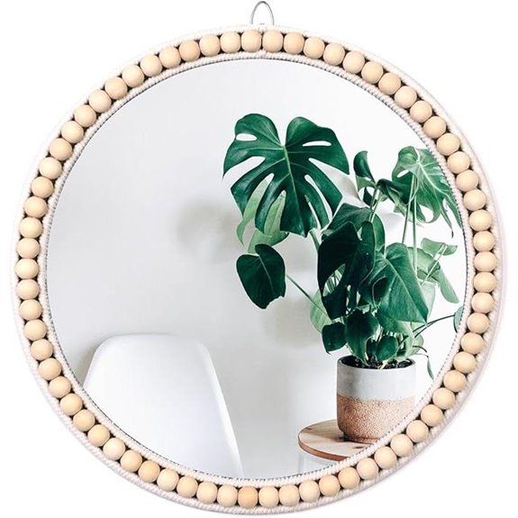 Poeme Boho Wall Mirror Wooden Round Bathroom Decor