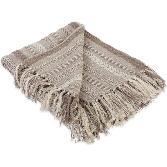 DII Braided Striped Decorative Throw Blanket 50x60 Stone