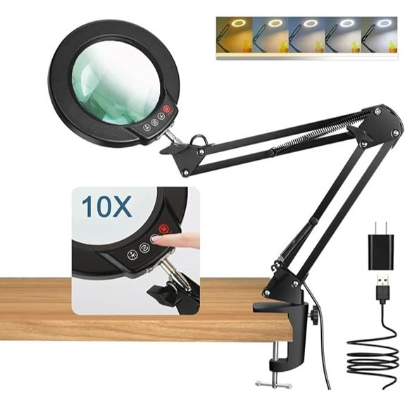 10X Lighted Magnifying Glass with Clamp