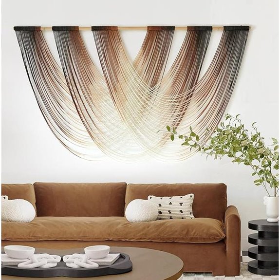 Macrame Wall Hanging Brown Dip Dyed Large Fiber Art