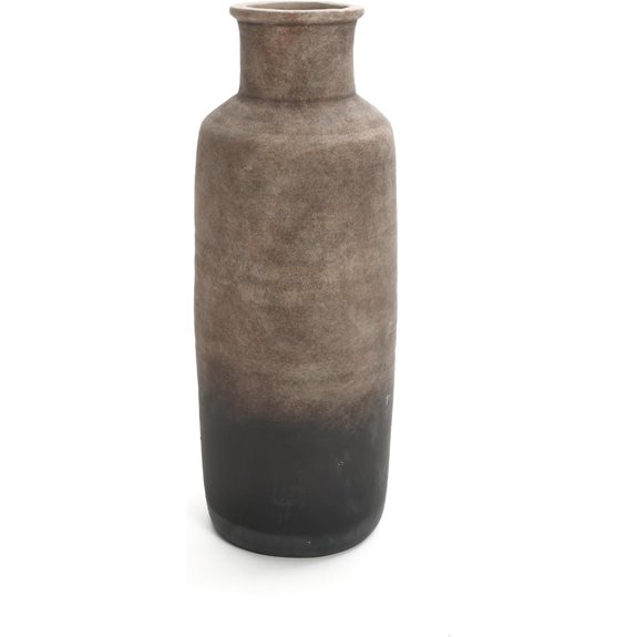 LuxenHome Ceramic Floor Vase 19 Inch Brown Ombre