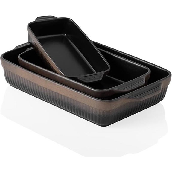 Kanwone Ceramic Baking Dish Set 9x13 Matte Black