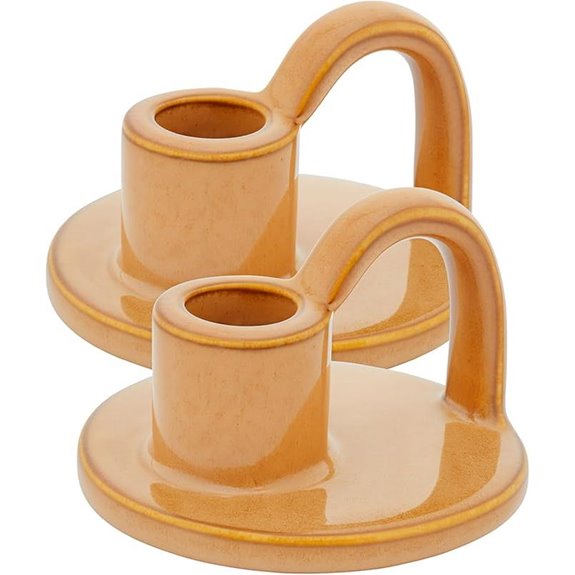 Ceramic Taper Candle Holders with Handle (Set of 2)