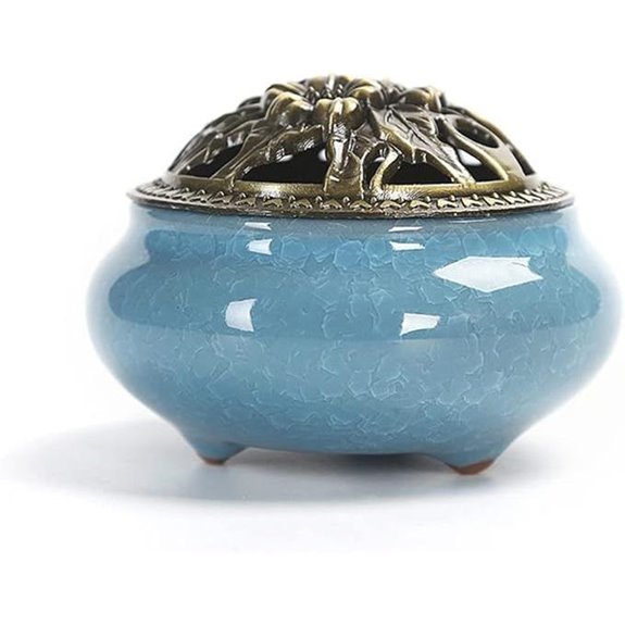 Ceramic Incense Burner with Lid for Home and Spa