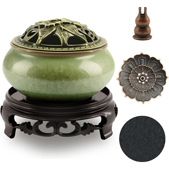 Ceramic Lotus Incense Burner for Sticks Cones Coils