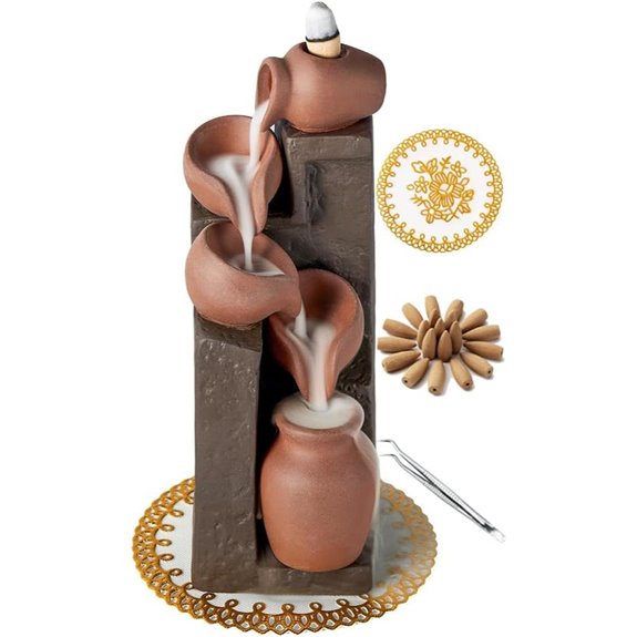 Cascading Ceramic Waterfall Incense Holder with Cones