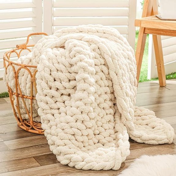 Bigacogo Chunky Knit Throw Blanket for Couch