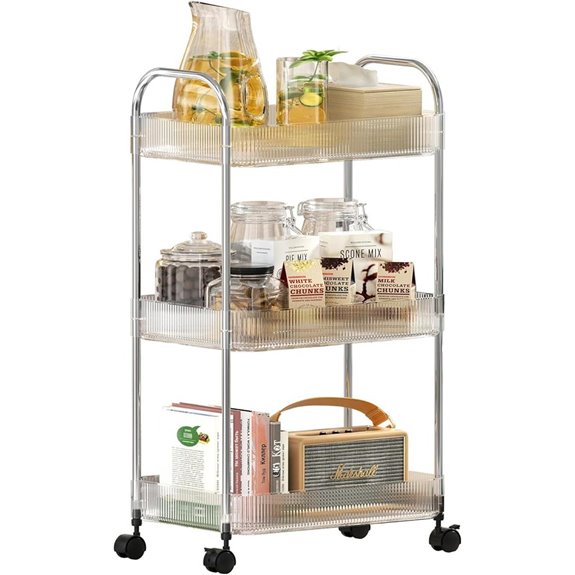 3-Tier Clear Acrylic Rolling Storage Cart