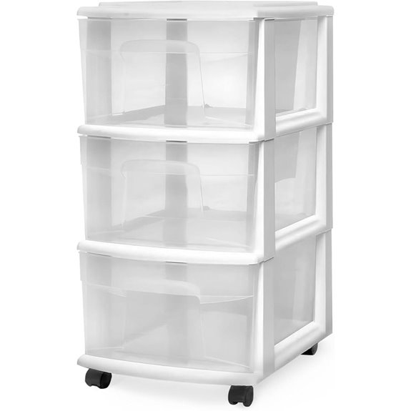 HOMZ 3-Tier Clear Plastic Storage Organizer Cart