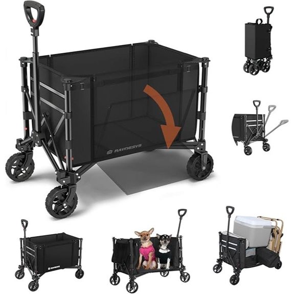 3-in-1 Collapsible Wagon with Wheels 220lbs Capacity