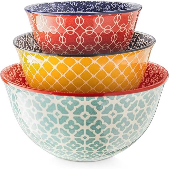 DOWAN Colorful Ceramic Mixing Bowls Set of 3