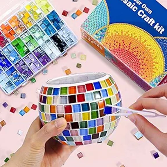 Glass Mosaic Candle Holder Kit for Kids and Adults