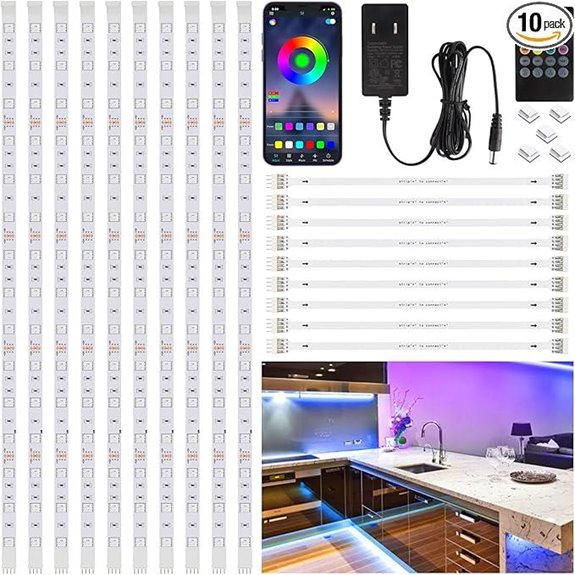 10 PCS RGB Under Cabinet LED Light Kit with Remote