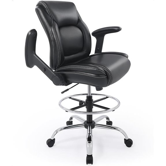 Ergonomic Faux Leather Drafting Office Chair