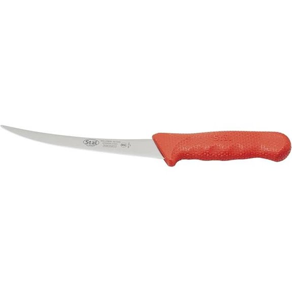 Winco 6 Commercial-Grade German Steel Boning Knife Curved Red