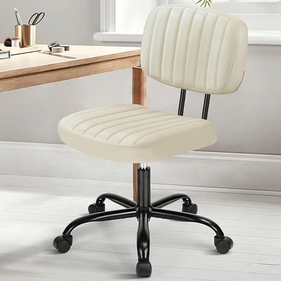 DUMOS Small Armless Desk Chair with Lumbar Support