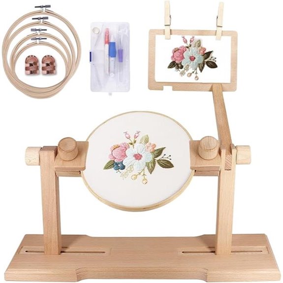 Embroidery Hoop Stand Kit with 4 Hoops and Tools
