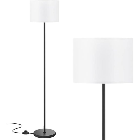Modern Floor Lamp with White Shade and Pedal Switch