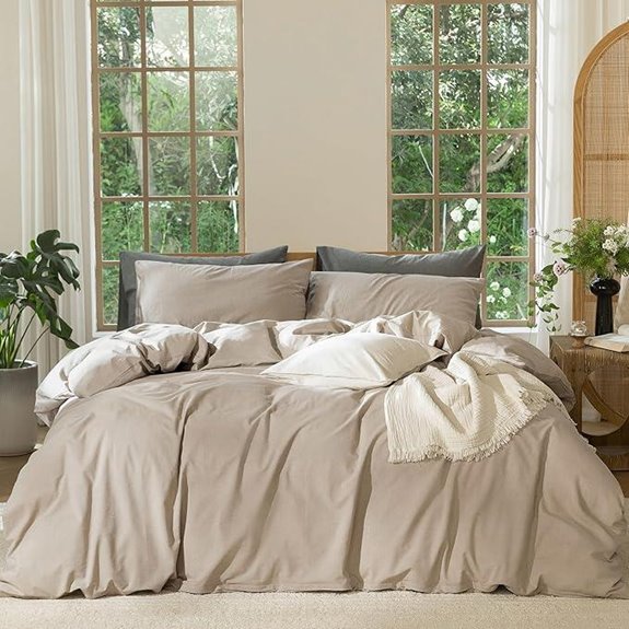 MooMee Cotton Linen Duvet Cover Set King Size