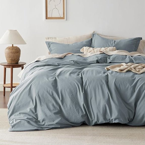 Bedsure 100% Washed Cotton Queen Duvet Cover Set