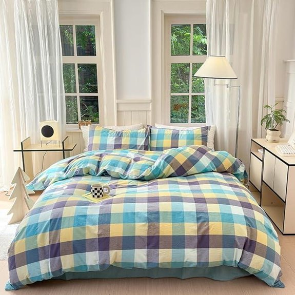 FACE TWO FACE Cotton Duvet Cover Set Twin Yunxi Blue